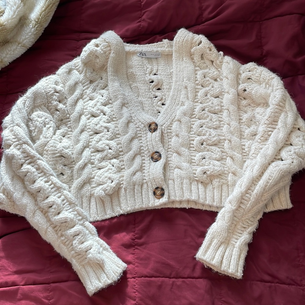 COPY - Zara cable-knit button up sweater